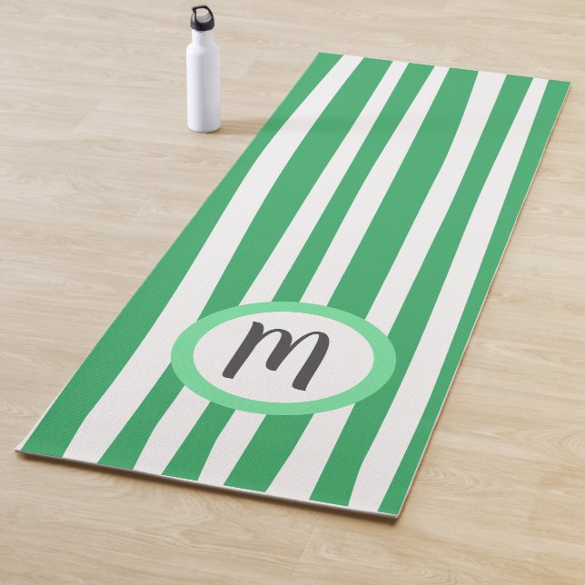 Modern  stripes pattern custom colours monogrammed yoga mat (In Situ)