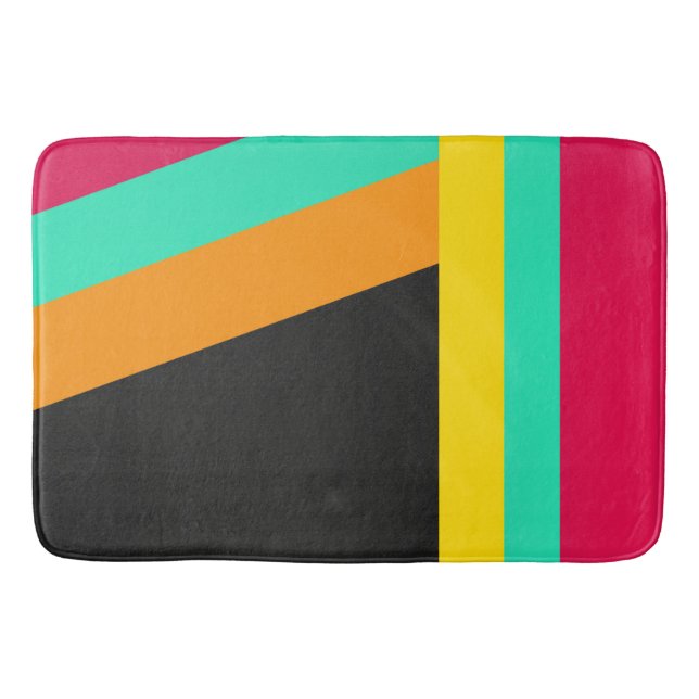 Modern Stripes Pattern, diagonal and vertical, Bath Mat (Front)