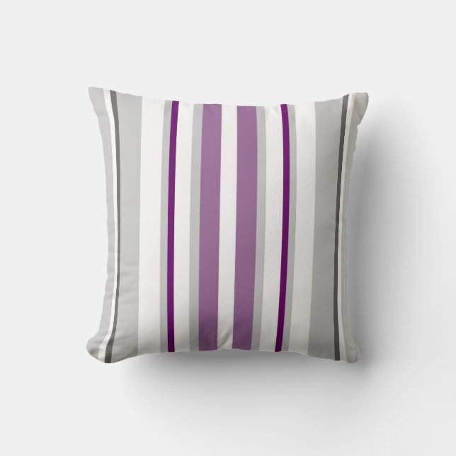 Modern Stripes Pattern  on Maroon/Mauve/White/Grey Cushion (Front)