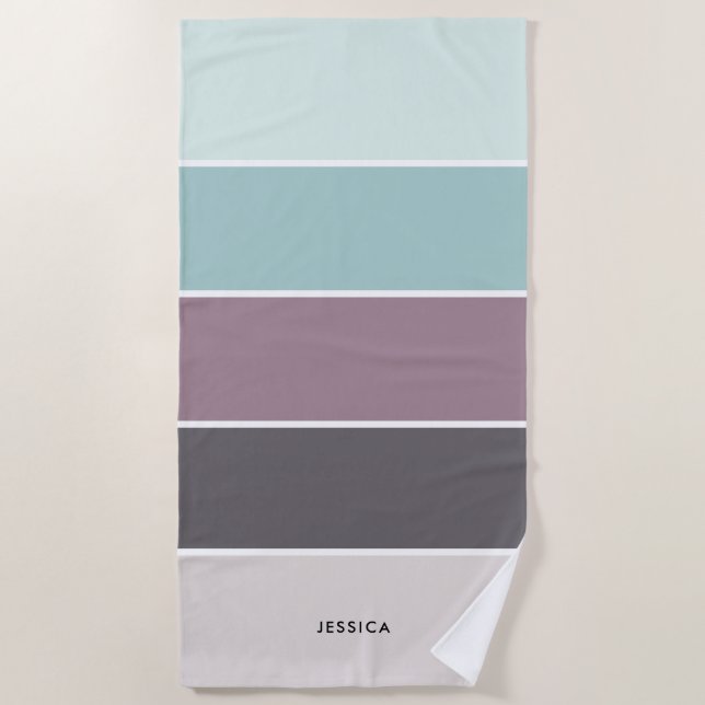 Modern Stripes Pattern Personalised  Beach Towel (Front)