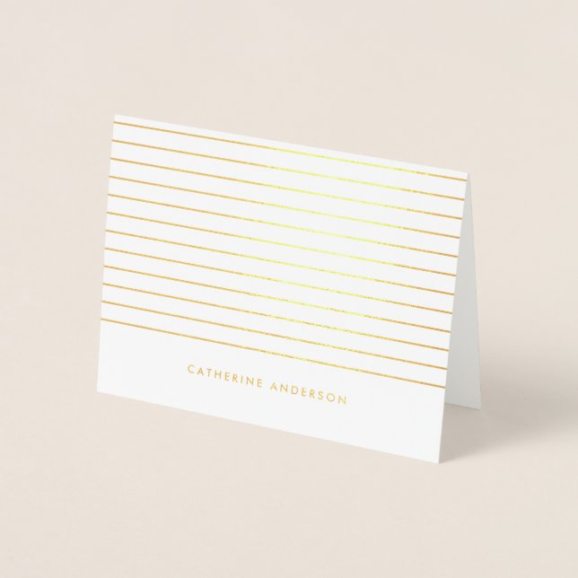 Modern Stripes Pattern Personalised Stationery Foil Card (Front)