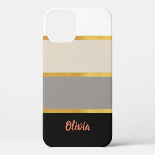 Modern Stripes Pattern with Name Case-Mate iPhone  iPhone 12 Case
