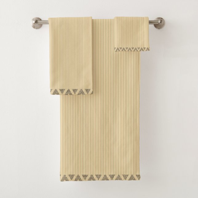 Modern Stripes Peach Gold  Bath Towel Set (Insitu)