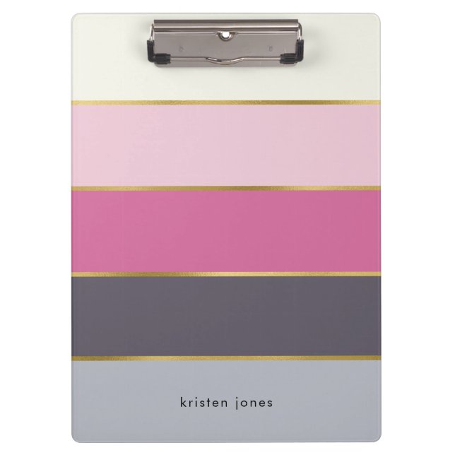 Modern Stripes Personalised Clipboard (Front)