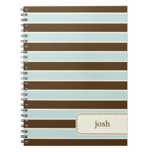 Modern Stripes Personalised Notebook - Brown/Blue