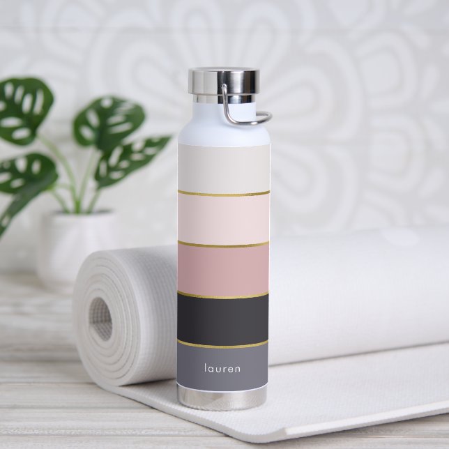 Modern Stripes Personalised Water Bottle (Yoga)
