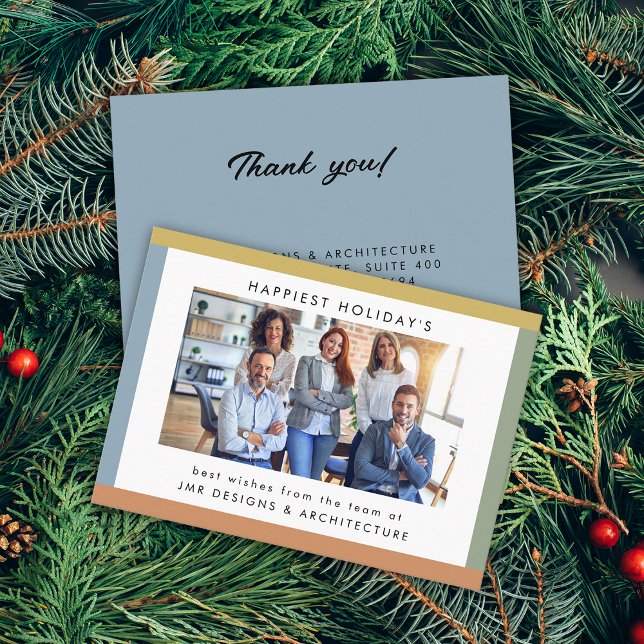 Modern Stripes Photo Holiday Business Card (Modern Stripes Photo Holiday Business Card)