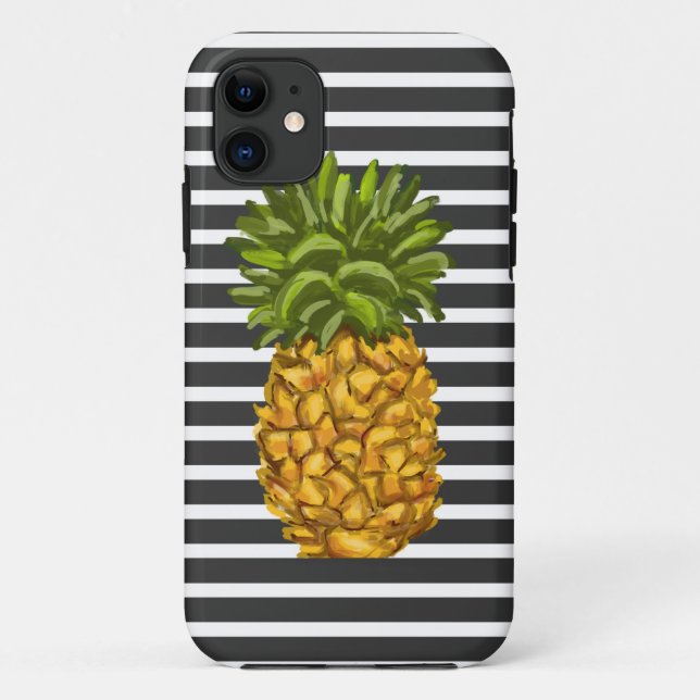 Modern Stripes Pineapple Phone Case (Back)