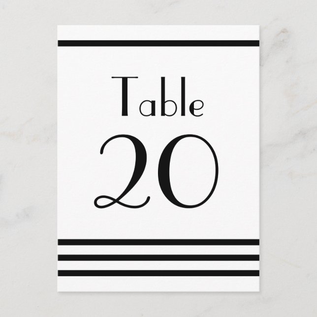Modern Stripes Table Numbers (Black) Postcard (Front)
