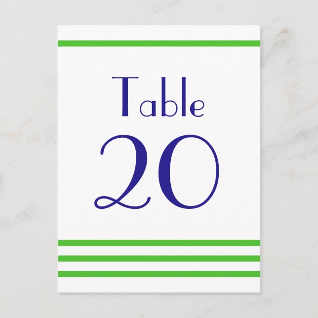 Modern Stripes Table Numbers (Lime Green / Navy) Postcard (Front)