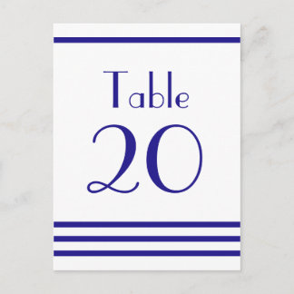 Modern Stripes Table Numbers (Navy Blue) Postcard