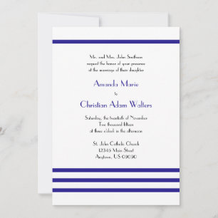 Modern Stripes Wedding Invitations (Navy Blue)