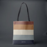 Modern Stripes with Monogram Earthy Tote Bag<br><div class="desc">Colourful trendy striped pattern - featuring harmonious colours in earthy colours. Personalise with your name or monogram.  If you need it in different colours please click on the contact button under the product description,  I'm happy to help.</div>