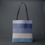 Modern Stripes with Monogram Shades of Blue Tote Bag<br><div class="desc">Colourful trendy striped pattern - featuring harmonious colours in shades of blue. Personalise with your name or monogram.  If you need it in different colours please click on the contact button under the product description,  I'm happy to help.</div>