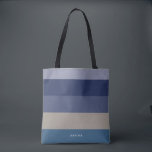 Modern Stripes with Monogram Shades of Blue Tote Bag<br><div class="desc">Colourful trendy striped pattern - featuring harmonious colours in shades of blue. Personalise with your name or monogram.  If you need it in different colours please click on the contact button under the product description,  I'm happy to help.</div>