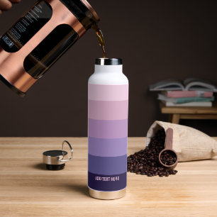 Modern Stripes With Monogram Shades Of Purple Water Bottle