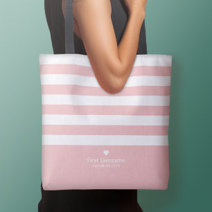 Modern Stripes with Upscale Heart Monogram - Blush Crossbody Bag