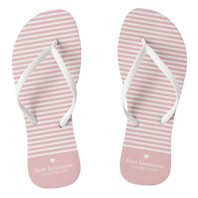 Modern Stripes with Upscale Heart Monogram Thongs (Footbed)