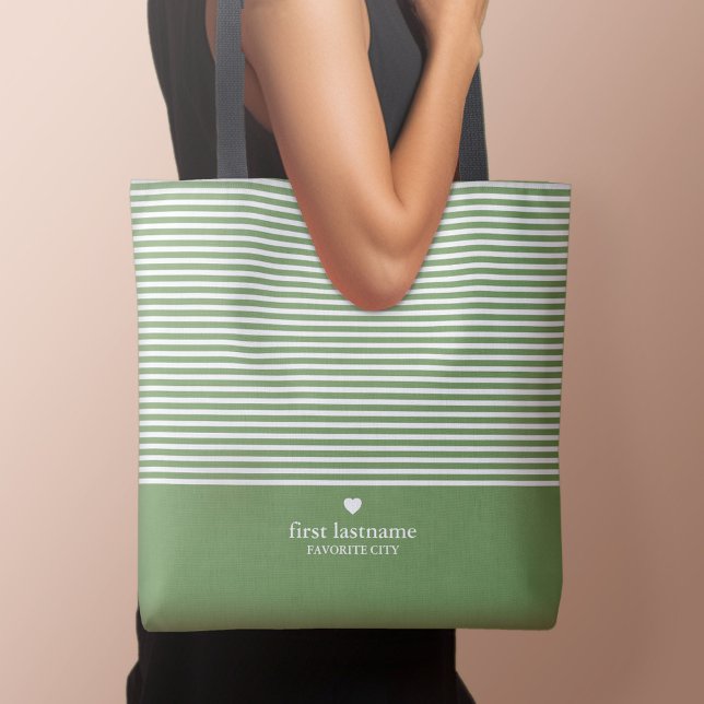 Modern Stripes with Upscale Heart Monogram Tote Bag (Personalized tote bag - Perfect for girl's weekends and bachelorette getaways!)