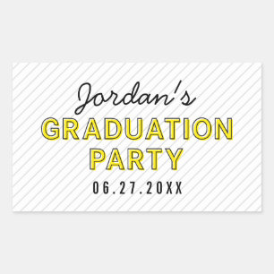 Modern Stripes Yellow Graduation Party Rectangular Sticker