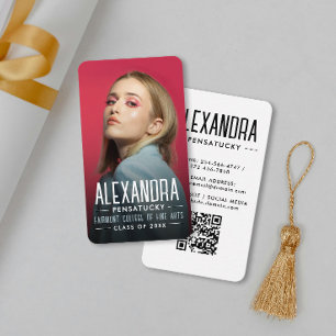 Modern Student Graduate Networking Photo QR Code Business Card