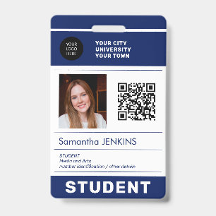 Modern student photo ID QR code school university Badge