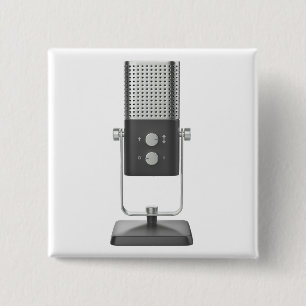 Modern studio microphone 15 cm square badge