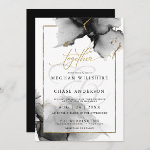 Modern Stunning Custom4 Charcoal  Watercolor Invitation