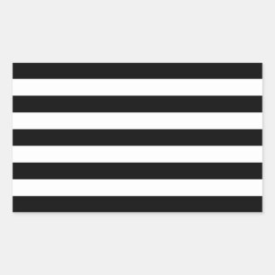 Modern Style Black And White Stripes Rectangular Sticker