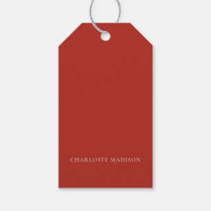 Modern Style Brick Red Grey Trendy Minimalist Name Gift Tags