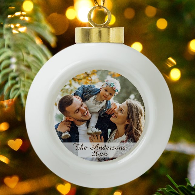 Modern Style Custom Photo Ceramic Ball Christmas Ornament (Creator Uploaded)