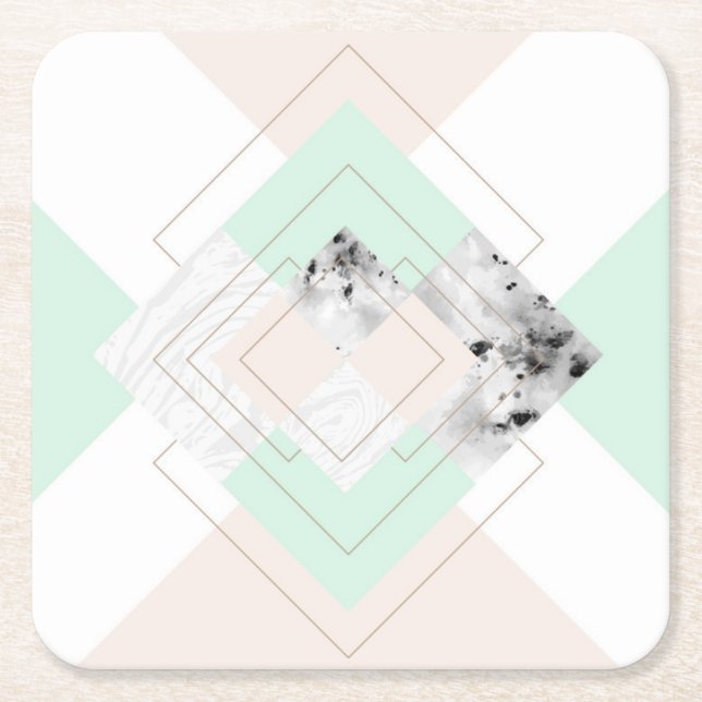 Modern Style Geometric Design Square Paper Coaster (Front)
