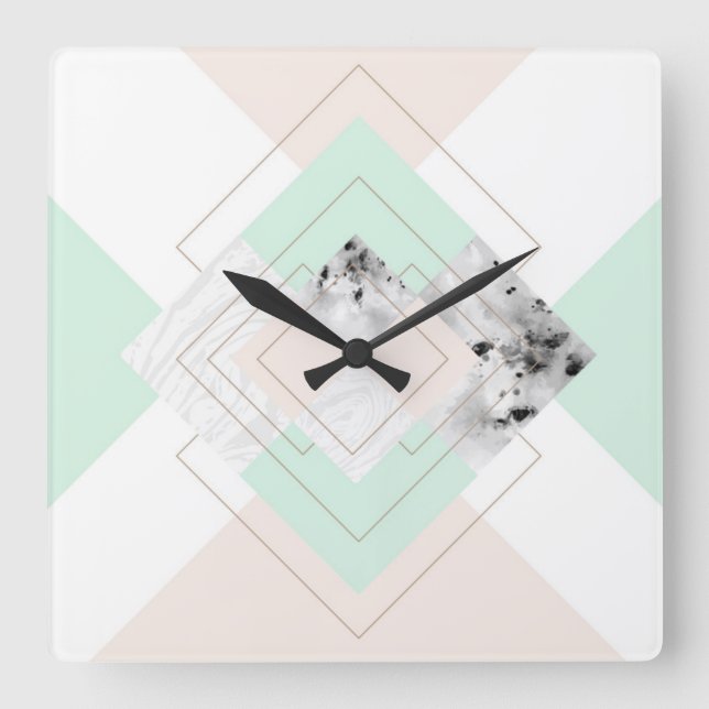 Modern Style Geometric Design Square Wall Clock (Front)