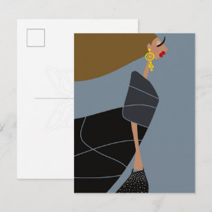 Modern Style Glam Fashion Art Postcard Miss Jazzy