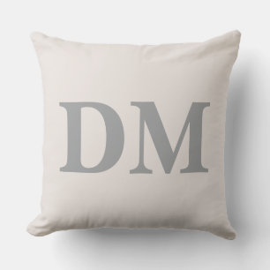 Modern style initials Cool big letters Grey Cushion