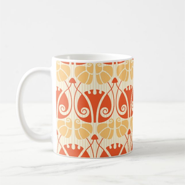 Modern Style Mushrooms: Trendy Pattern Coffee Mug (Left)