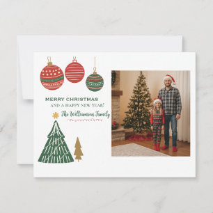 Modern Style Ornaments Christmas Tree Photo Holiday Card