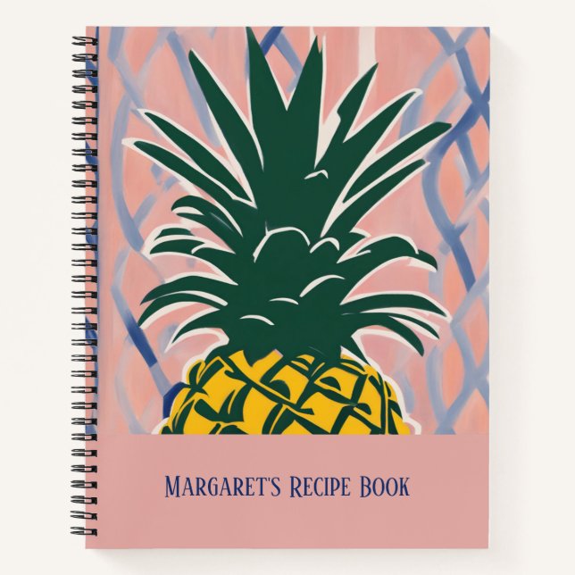Modern Style Pineapple Personalized Recipe Book (Front)