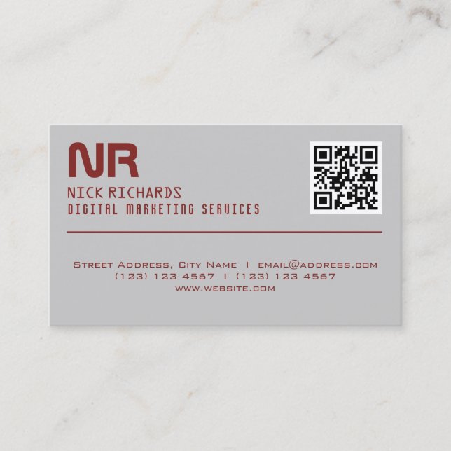 Modern style professional red grey business card (Front)