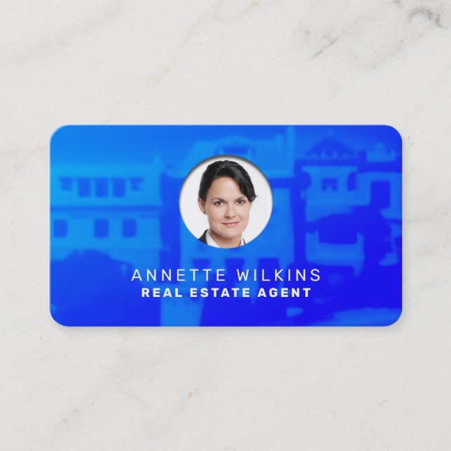 Modern style profile image blue business card (Front)