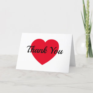 Modern Style Red Heart Thank You Card