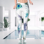 Modern Style Trendy White and Peacock Feather Leggings<br><div class="desc">Introducing the new Shy Shy Panda Unusual and Unique Highly Detailed Peacock Feather Leggings – a modern and intricate fashion statement for the fashion-forward crowd. With a colourful trending design of white and greenish turquoise, these leggings feature an eye-catching, casual style variation that is perfect for all seasons – from...</div>