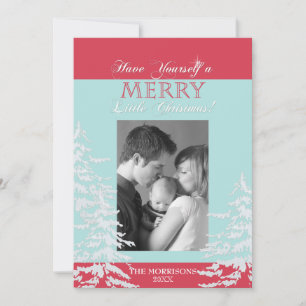 Modern Style White Christmas Trees Photo Cards