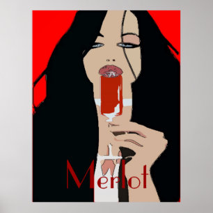 Modern Style Wine Poster, Merlot Poster