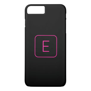 Modern Styled Initial Monogram Pink & Black iPhone 8 Plus/7 Plus Case