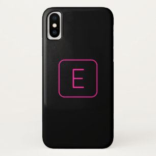 Modern Styled Initial Monogram   Pink & Black iPhone X Case