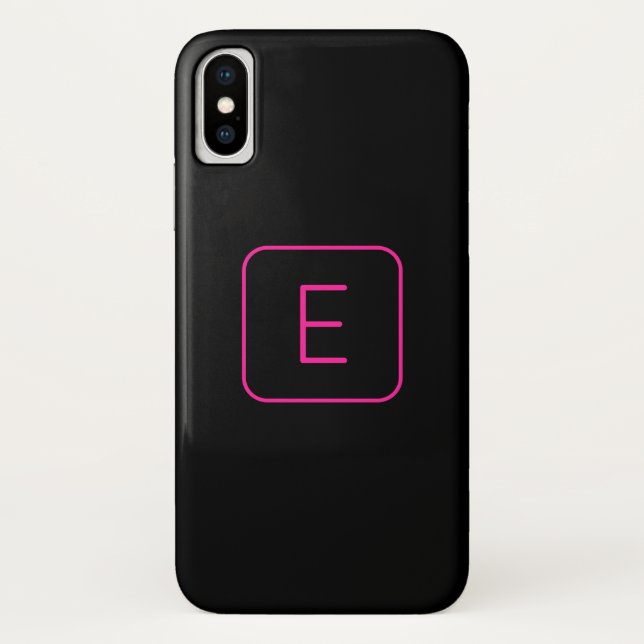 Modern Styled Initial Monogram | Pink & Black Case-Mate iPhone Case (Back)