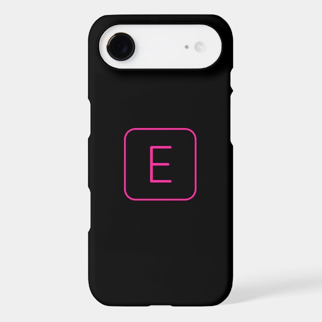 Modern Styled Initial Monogram | Pink & Black Case-Mate iPhone Case (Back)