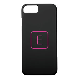 Modern Styled Initial Monogram   Pink & Black iPhone 8/7 Case