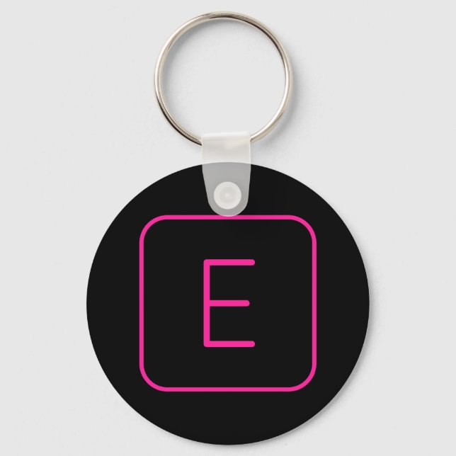 Modern Styled Initial Monogram | Pink & Black Key Ring (Front)